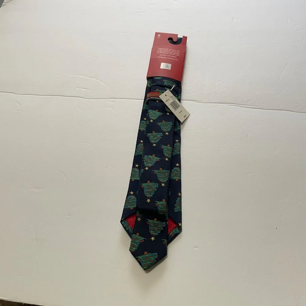 Holiday Traditions Boys tie necktie blue tree star topper